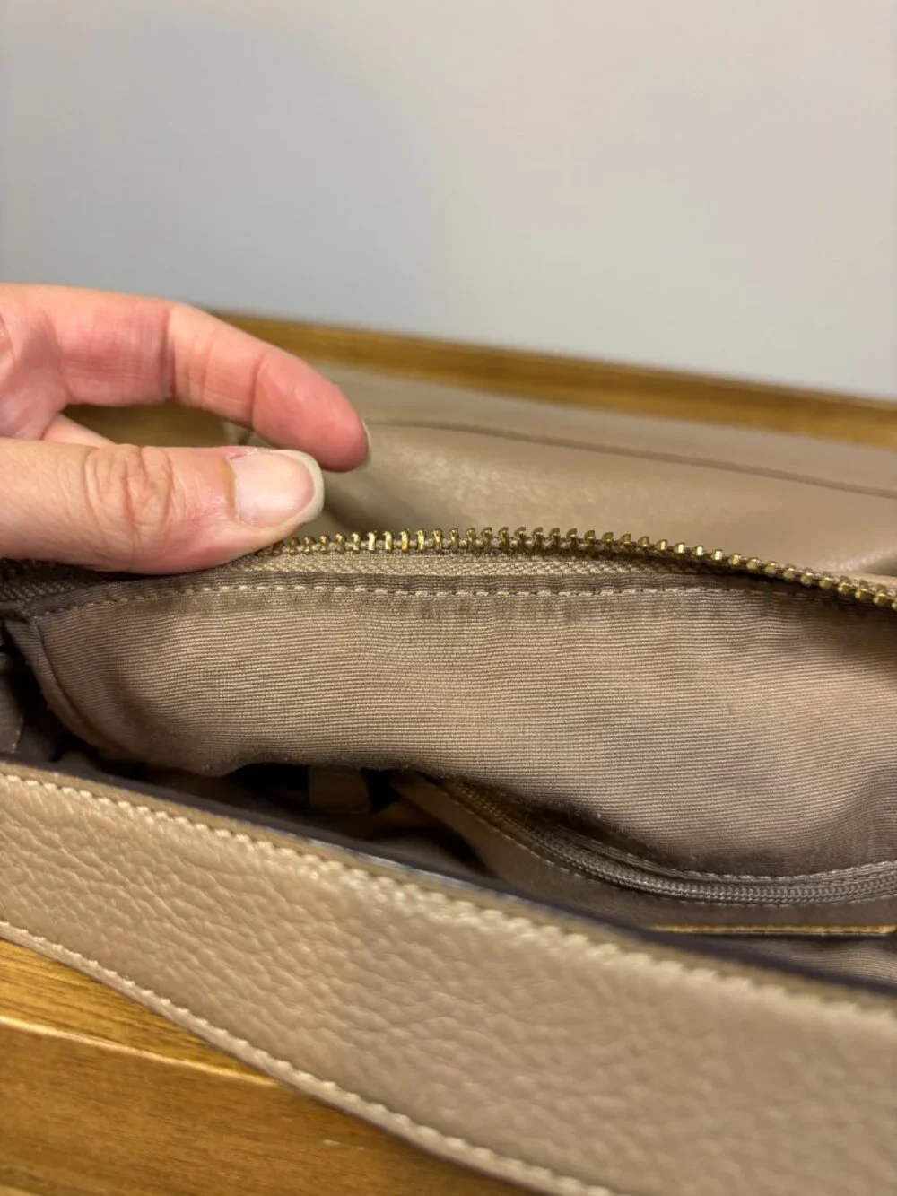 Coach Charlie Taupe Gray Pebbled Leather Hobo Shoulder Bag